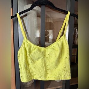 Free People eyelet cami tank top cropped neon full bloom banana intimately lace